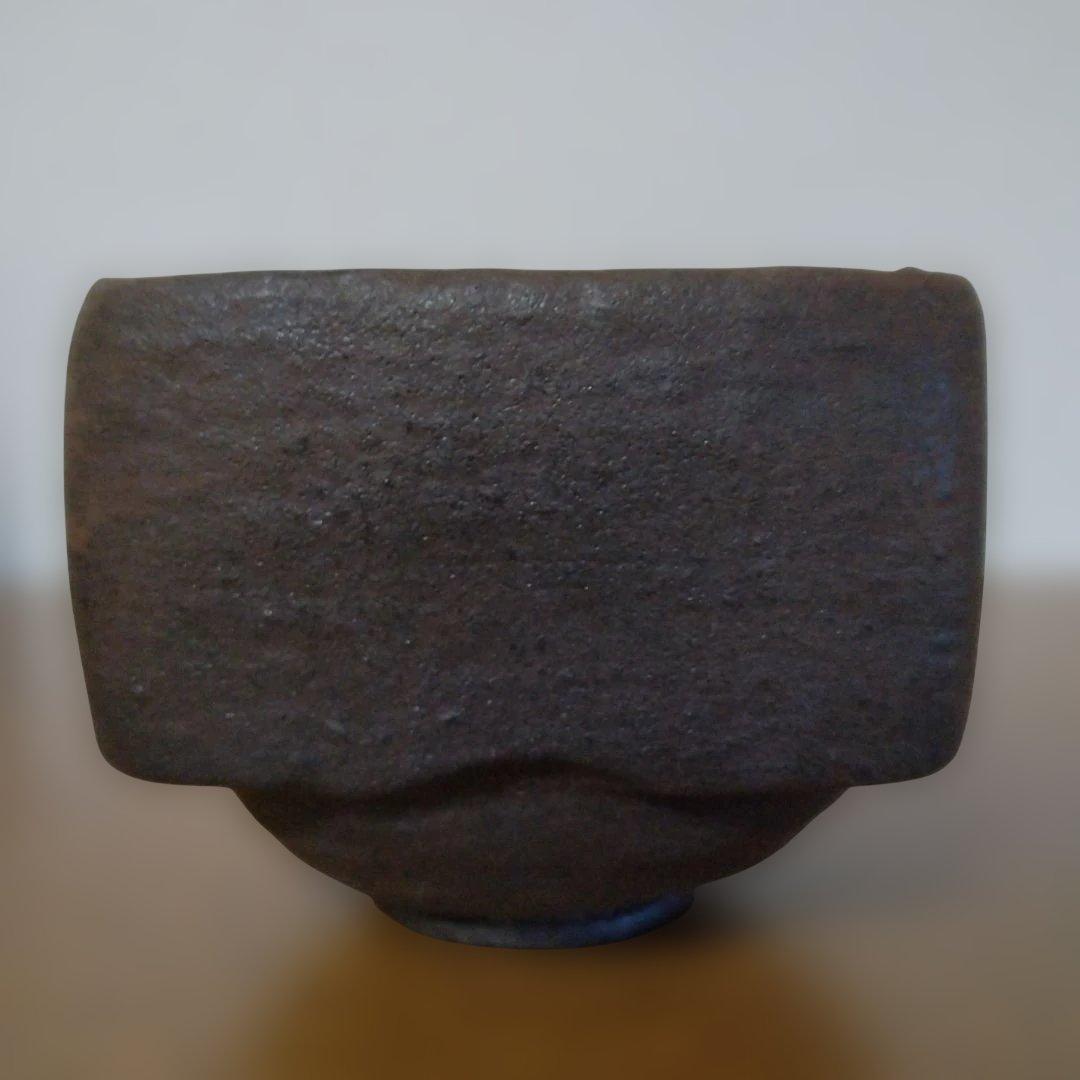 京都　帰来窯　佐々木虚室さんの「四方形　黒茶盌」