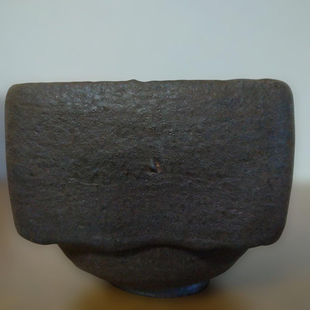 京都　帰来窯　佐々木虚室さんの「四方形　黒茶盌」