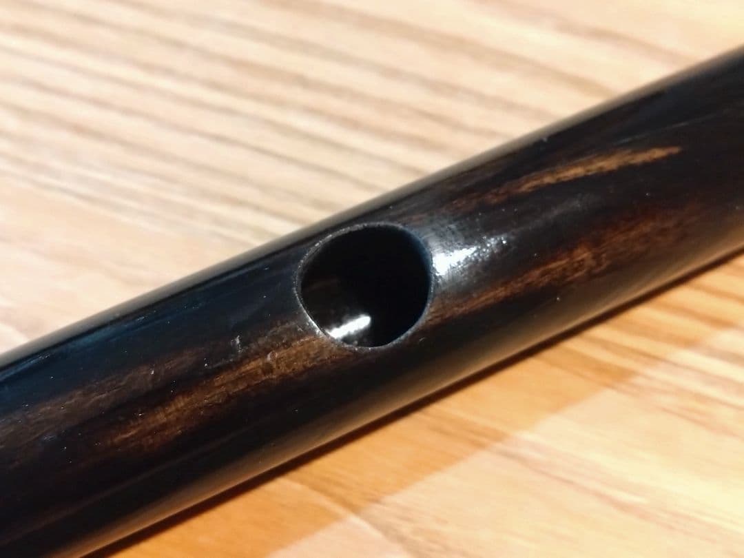 【ハンドメイド品】黒柿　笛　横笛　和楽器　6本調子　ドレミ調　一点物　未使用品②