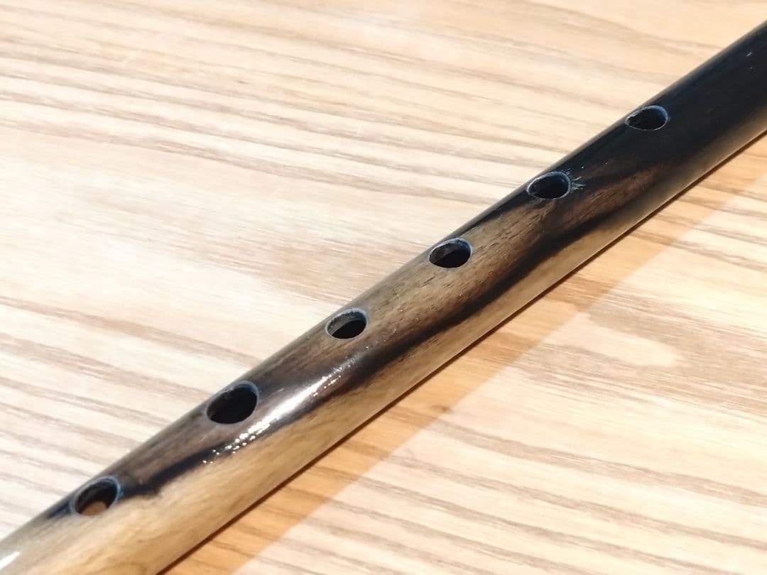 【ハンドメイド品】黒柿　笛　横笛　和楽器　6本調子　ドレミ調　一点物　未使用品②