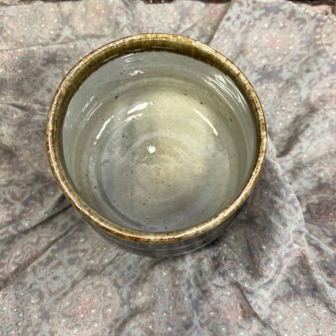 陶器製茶碗 茶色と灰色のグラデーション