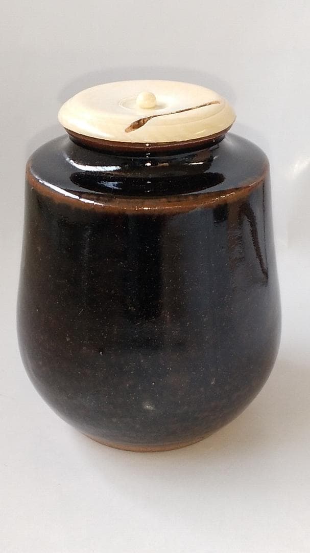 Bottom松本鉄山 松本鐵山 中興名物写 橋立茶入仕覆住吉緞子共箱栞新品