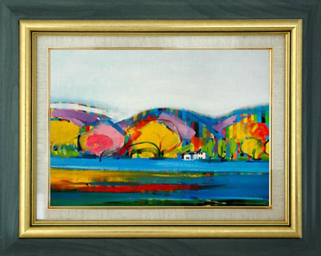 油絵 菅家令子 絵 絵画 インテリア uF6-081811 風景 秋の紅葉