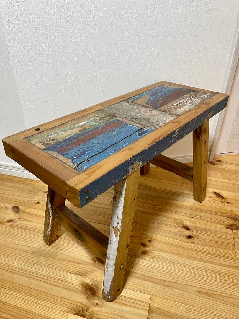 古材　パッチワークベンチ　W75 アンティーク　All From Boats
