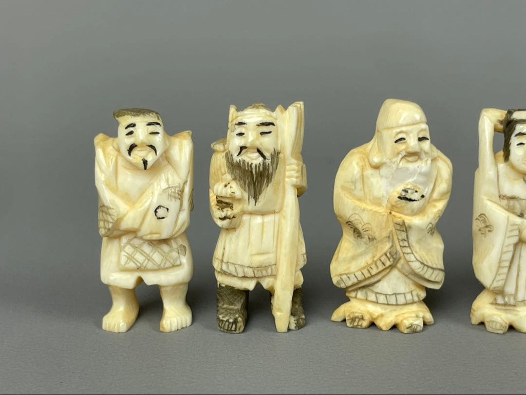 極上 七福神 彫刻 縁起物 置物 アンティーク 古美術