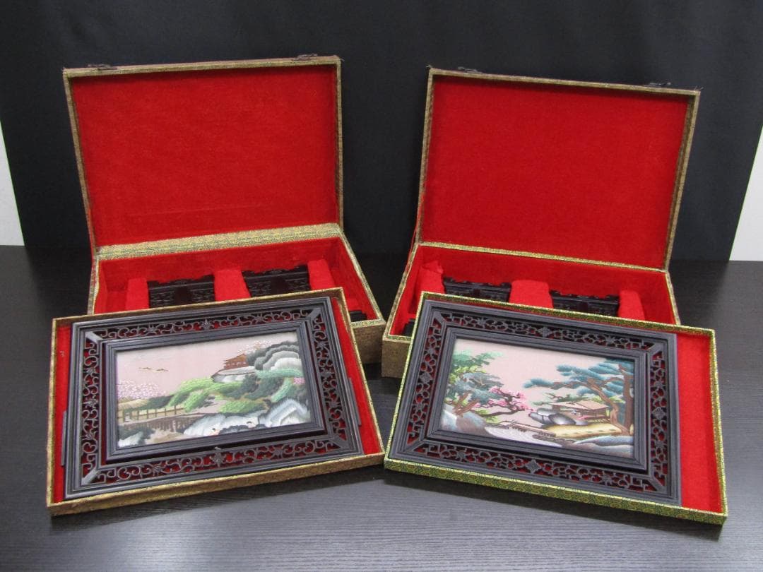 【未使用長期保管品】中国伝統工芸品 蘇州刺繍 2個セット
