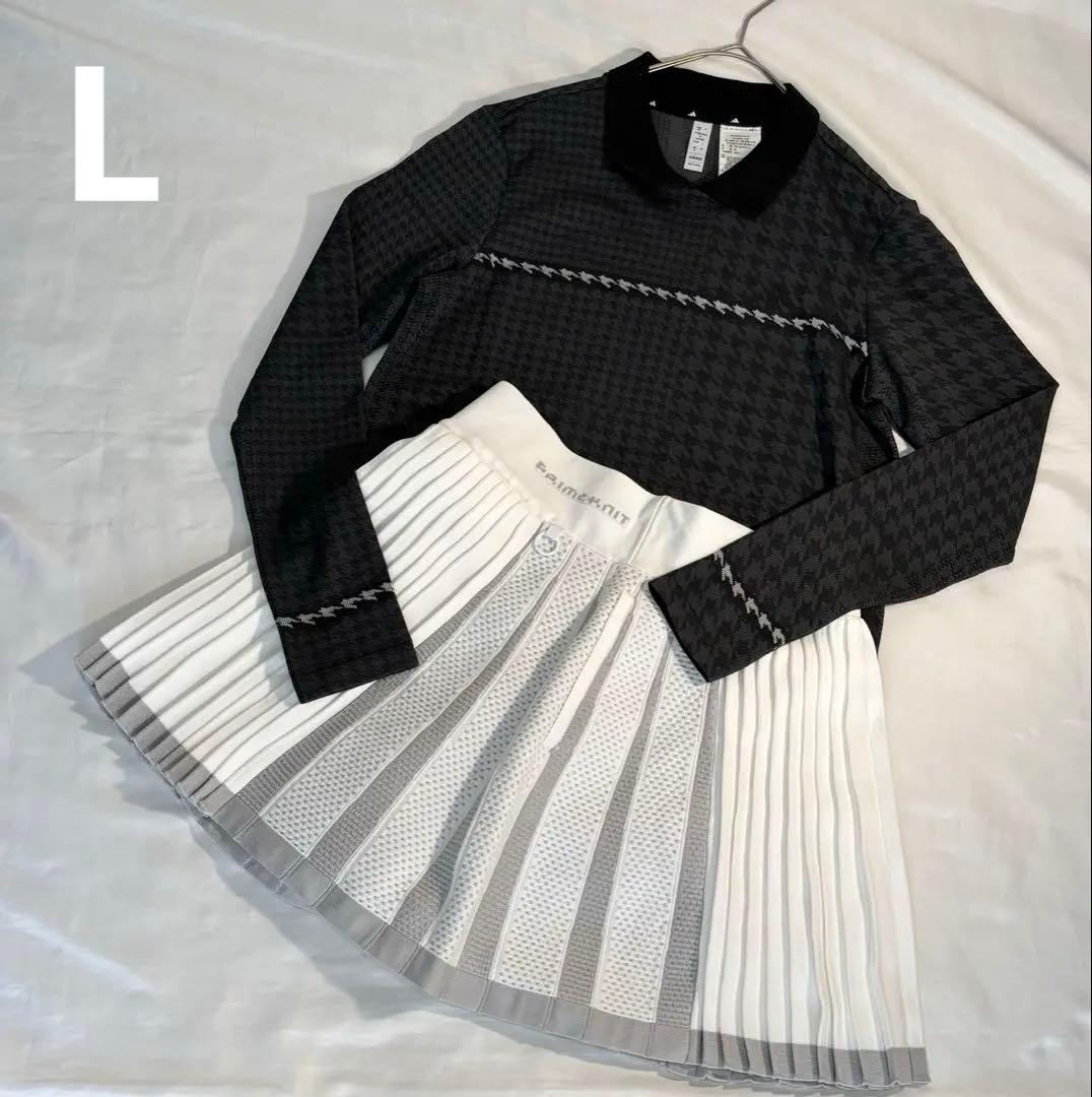新品adidas ゴルフPRIMEKNITポロ襟シャツ　プリーツスカート