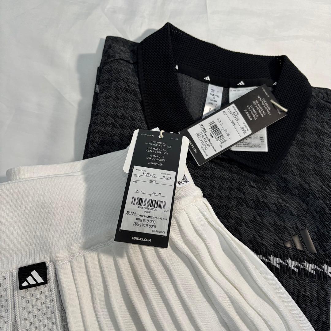 新品adidas ゴルフPRIMEKNITポロ襟シャツ　プリーツスカート