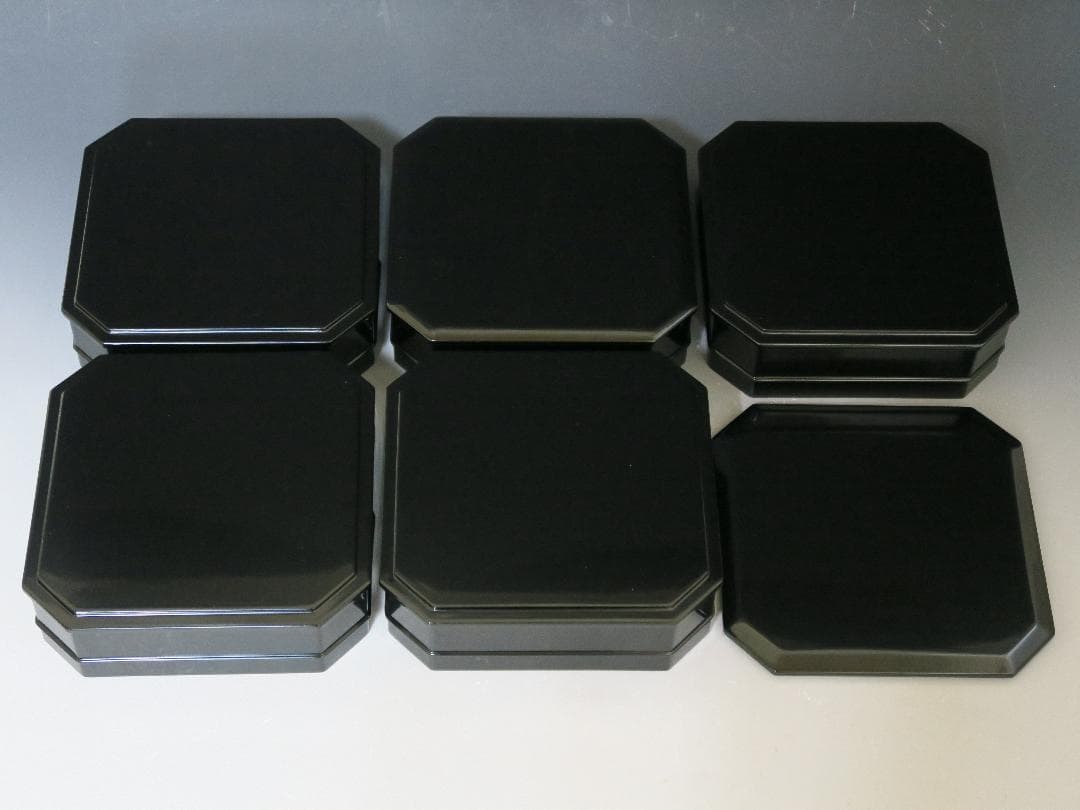 【輪島塗】縁高重 五段重 黒真塗 輪島塗工房 静峰 塗師静峯大家芳男 天然木共箱