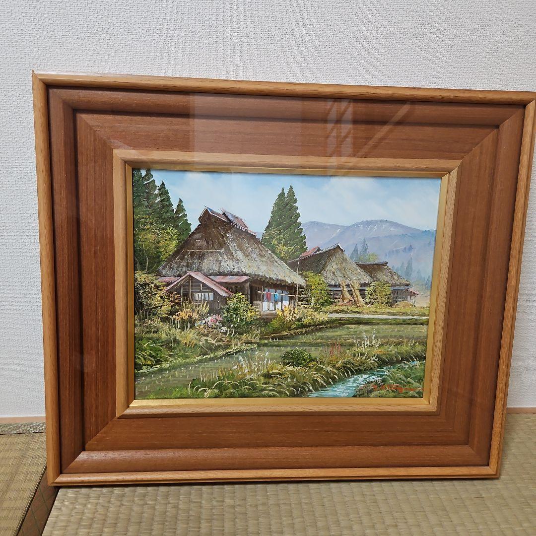 風景画 木製フレーム 田舎の風景