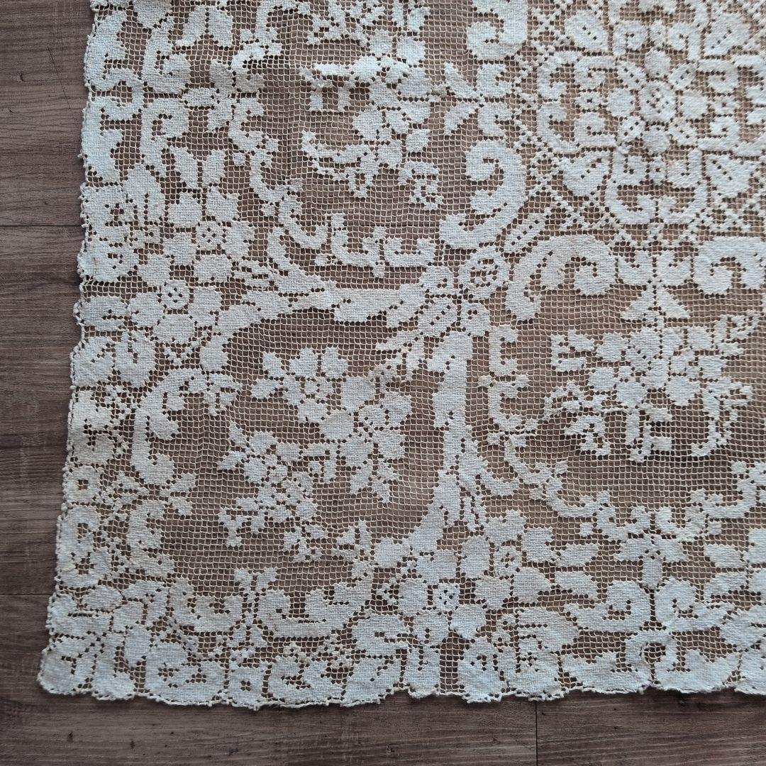 フランスヴィンテージ フィレレース 81㎝四方 テーブルクロス