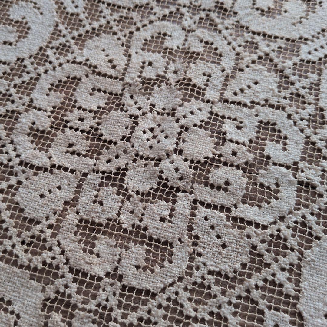 フランスヴィンテージ フィレレース 81㎝四方 テーブルクロス