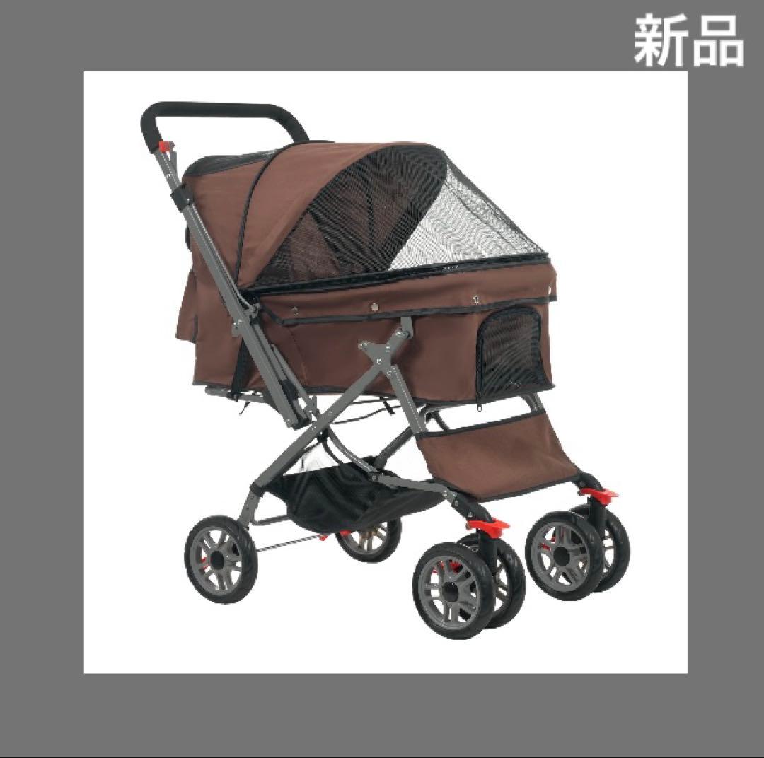 ペットカート　ドッグカート　ペット用品　犬用品　4輪　多機能　ブラウン