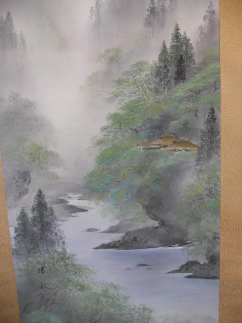 掛け軸 白石勝敏 山邨 絹本 希少 軸装 茶道具 掛軸 木二重箱 です。