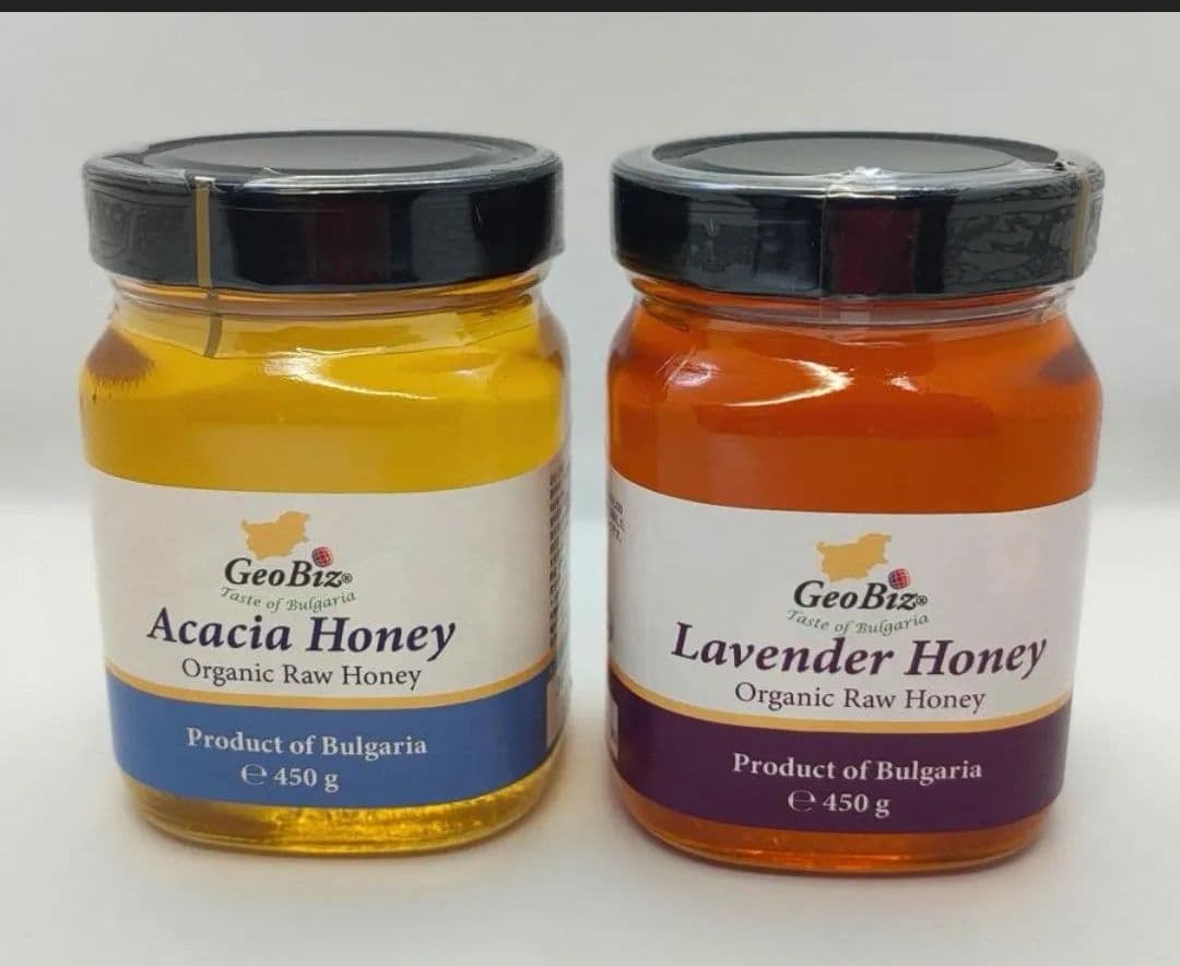 1.350kgオーガニック 生蜂蜜 アカシア2個とラベンダー １個蜂蜜ブルガリア