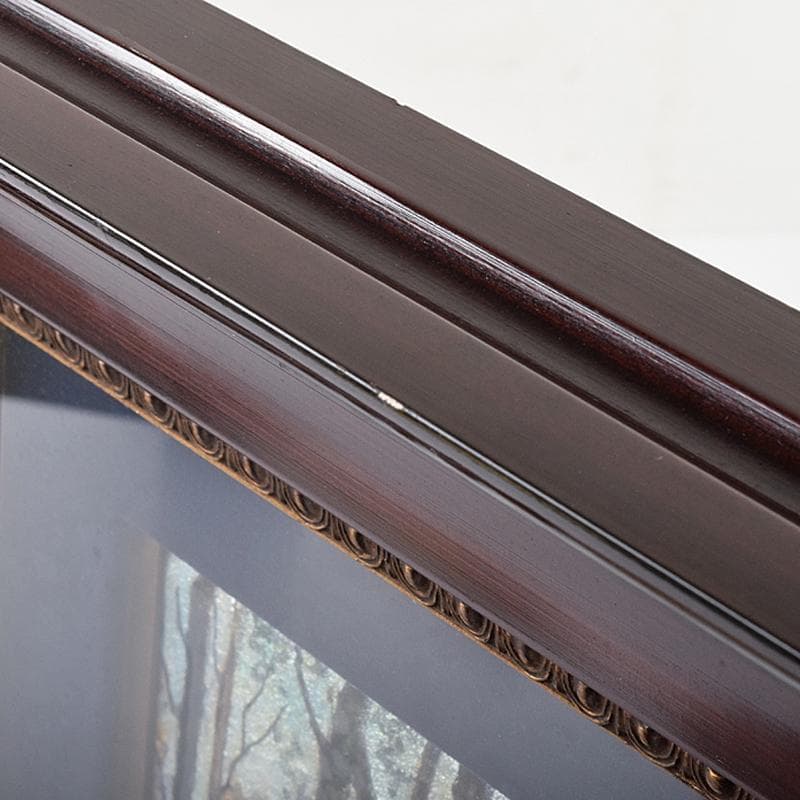 リモージュ磁器　七宝焼　リモージュ・エマイユ　冬景色文額　額装　G　R7857B