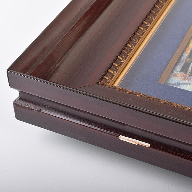 リモージュ磁器　七宝焼　リモージュ・エマイユ　冬景色文額　額装　G　R7857B