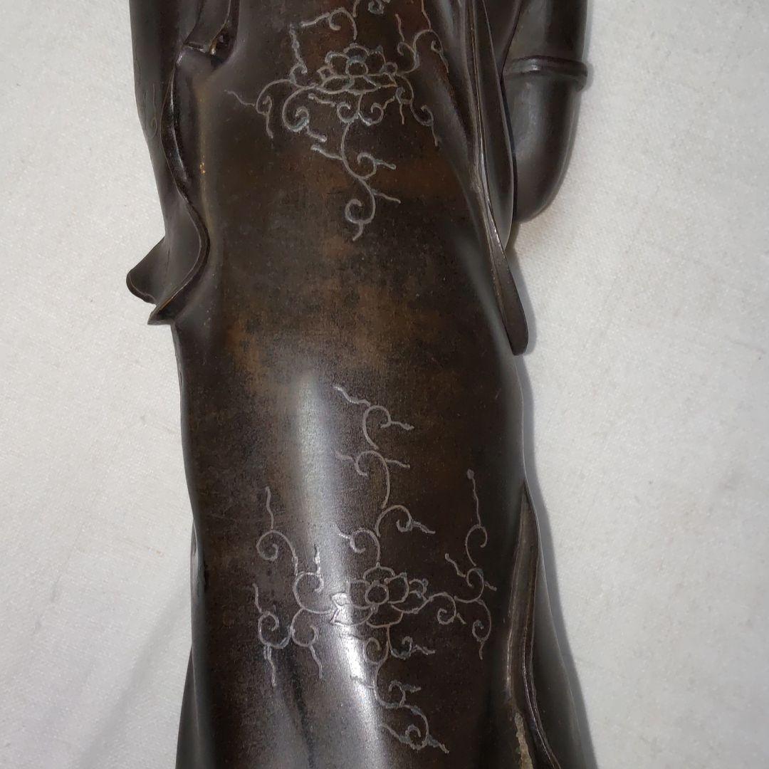 江戸時代-銀象嵌出山釈迦像-青銅製