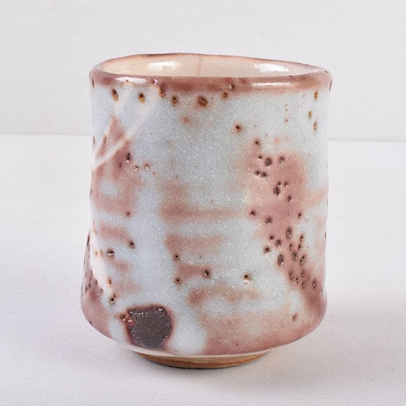 志野焼　美濃焼　奥磯太覚作　志野湯呑　共箱　C　R8909