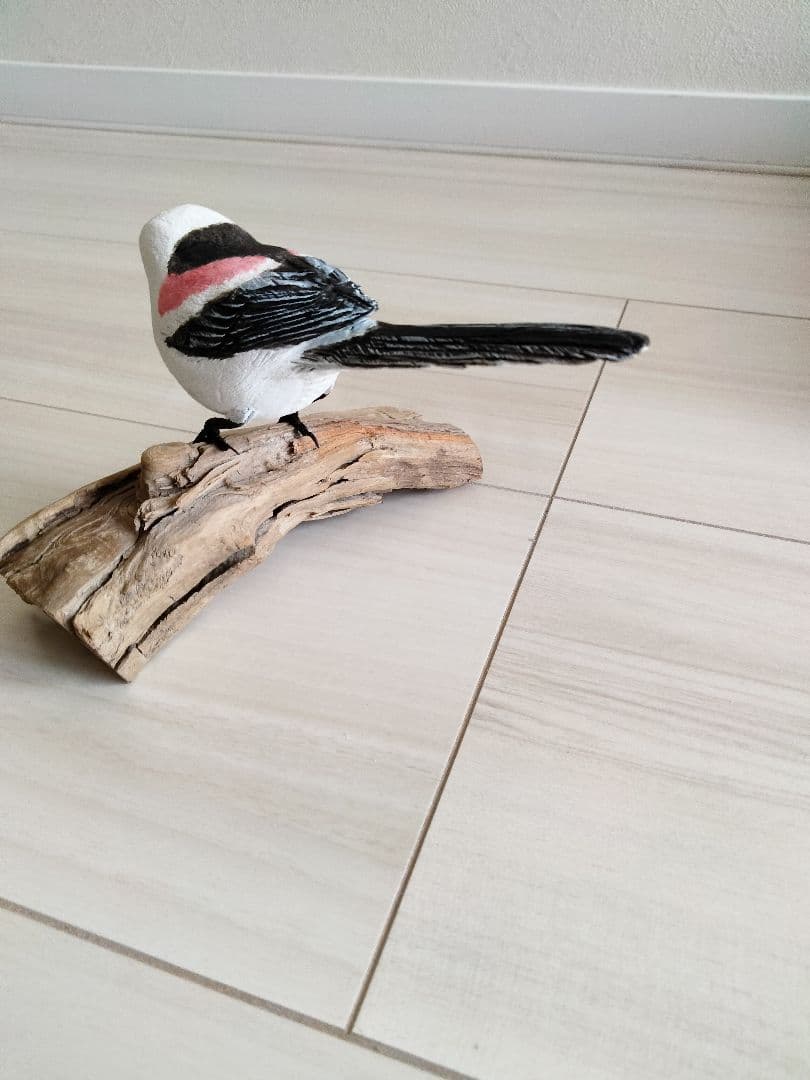 S シマエナガのバードカービング