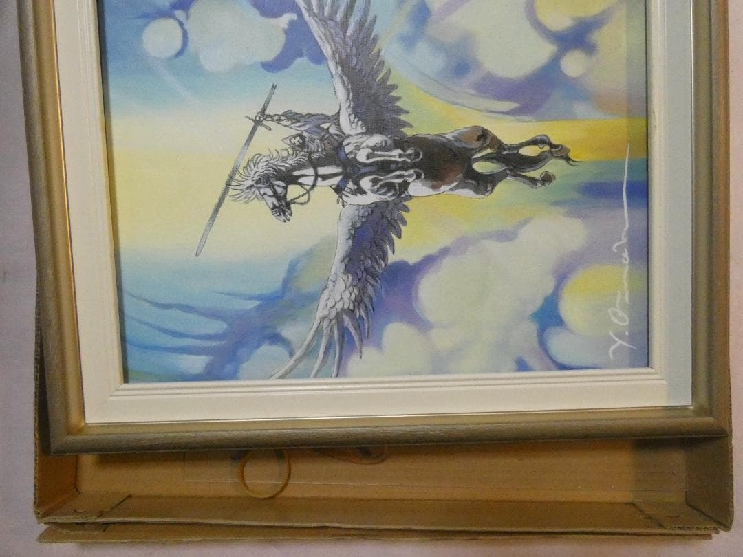 油絵 　天野喜孝「人物」 サインF6サイズ額装済み 肉筆手描き