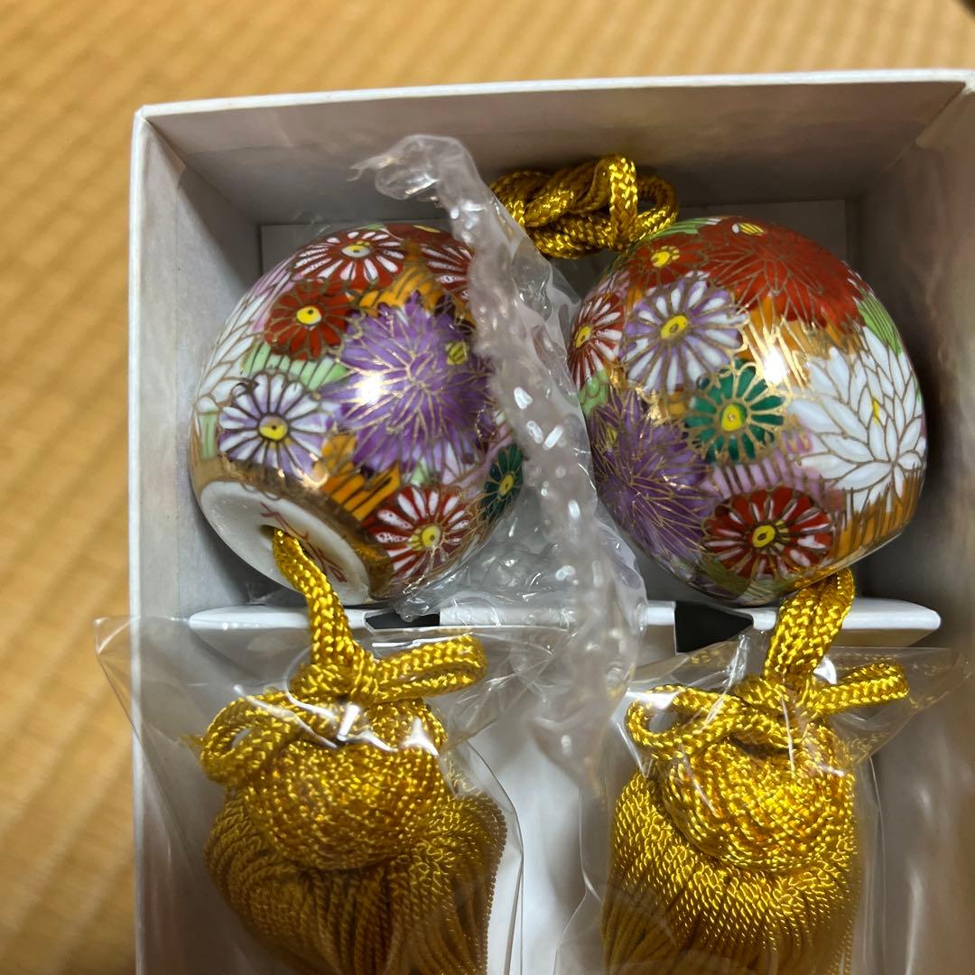 九谷　花詰　玉子　掛け軸　九谷焼　風鎮