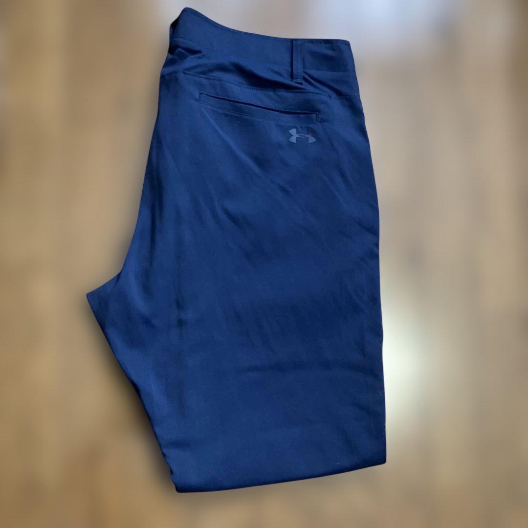 アンダーアーマー　ゴルフパンツ　ネイビー　ヘリンボーン生　38✖️30