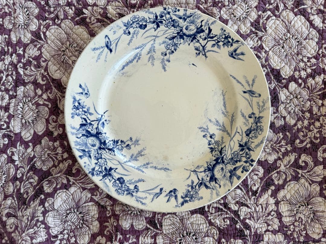 フランスアンティーク陶器クレイユモントローlinotte平皿プレート.g