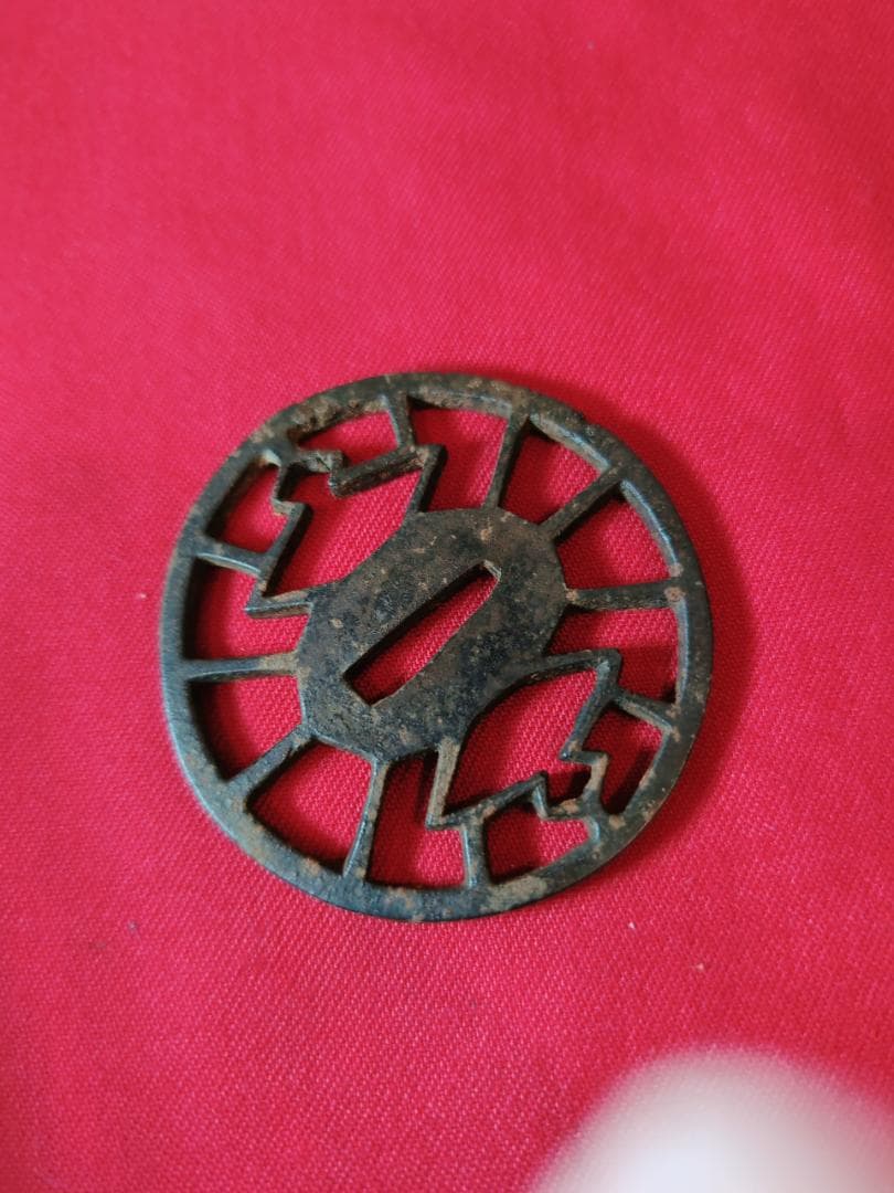 鍔 無銘 二階菱車透図 鉄鐔 拵 日本刀 刀装具 骨董 古美術 江戸時代