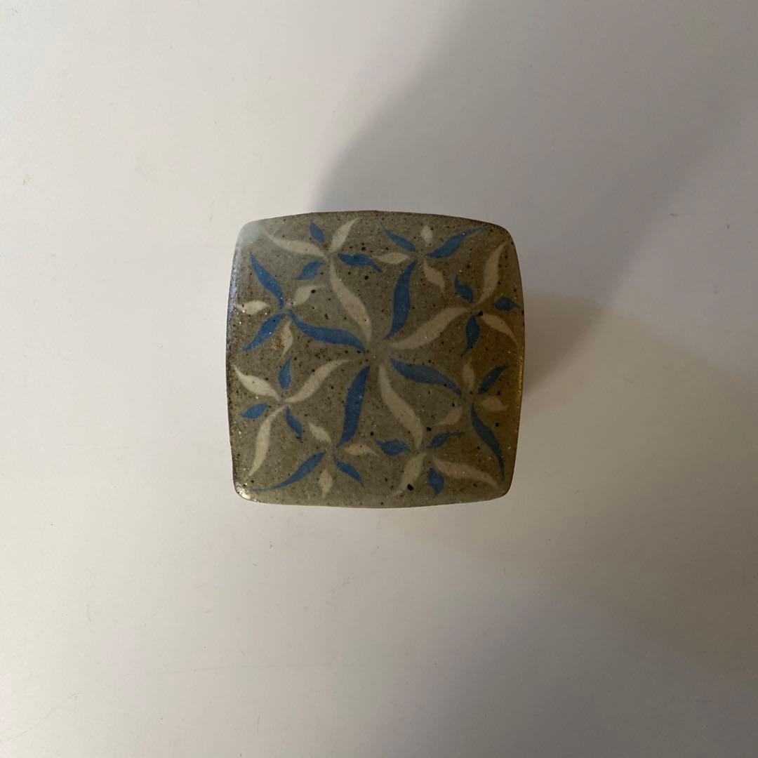 益子焼 島岡桂 縄文象嵌 角型 蓋物/香合（蓋付き小箱） 1対