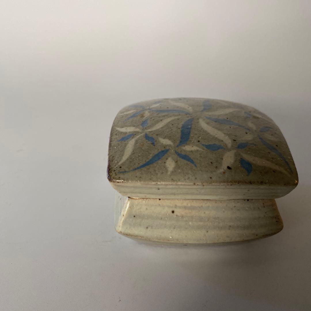 益子焼 島岡桂 縄文象嵌 角型 蓋物/香合（蓋付き小箱） 1対