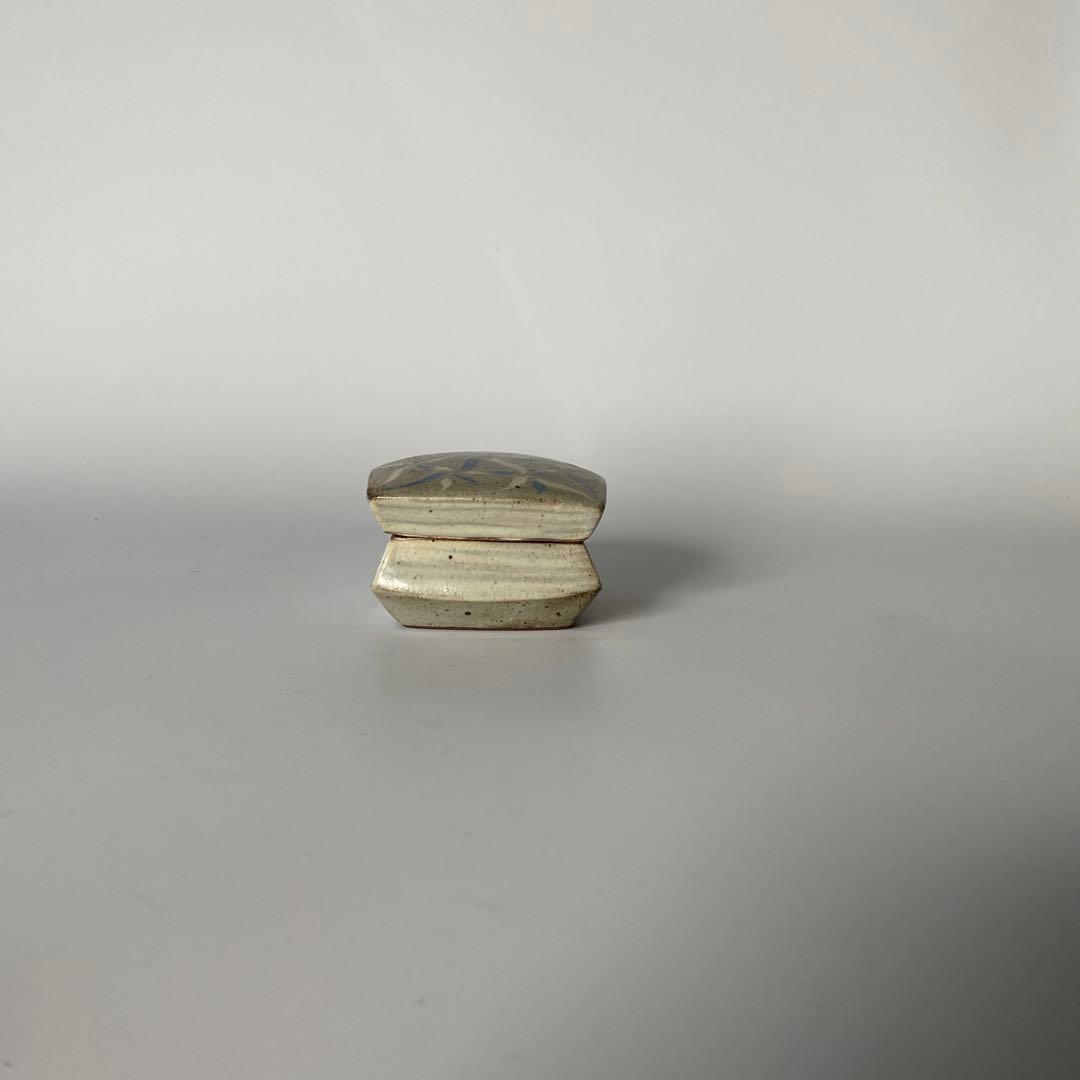 益子焼 島岡桂 縄文象嵌 角型 蓋物/香合（蓋付き小箱） 1対