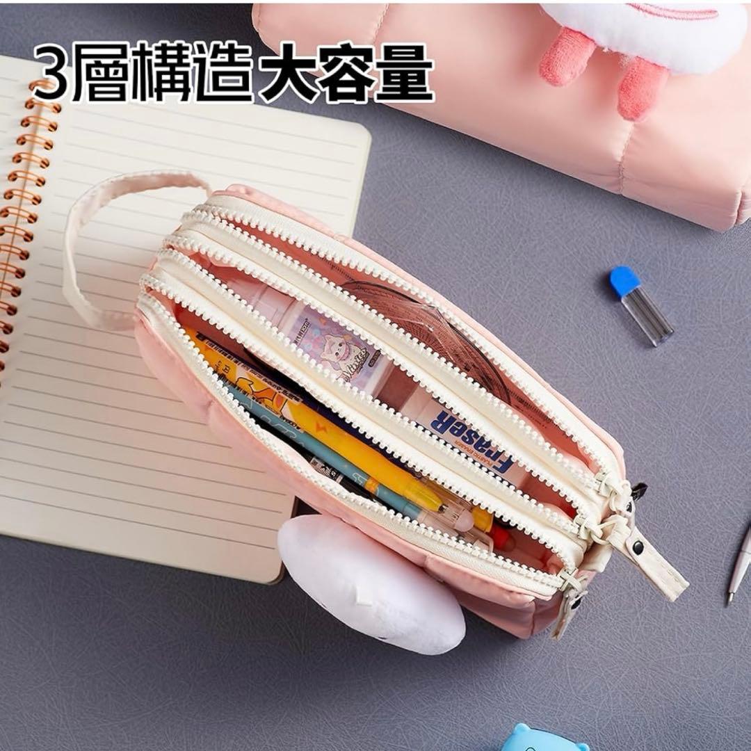 大容量 ペンケース かわいい筆箱 プレゼント　ピンク
