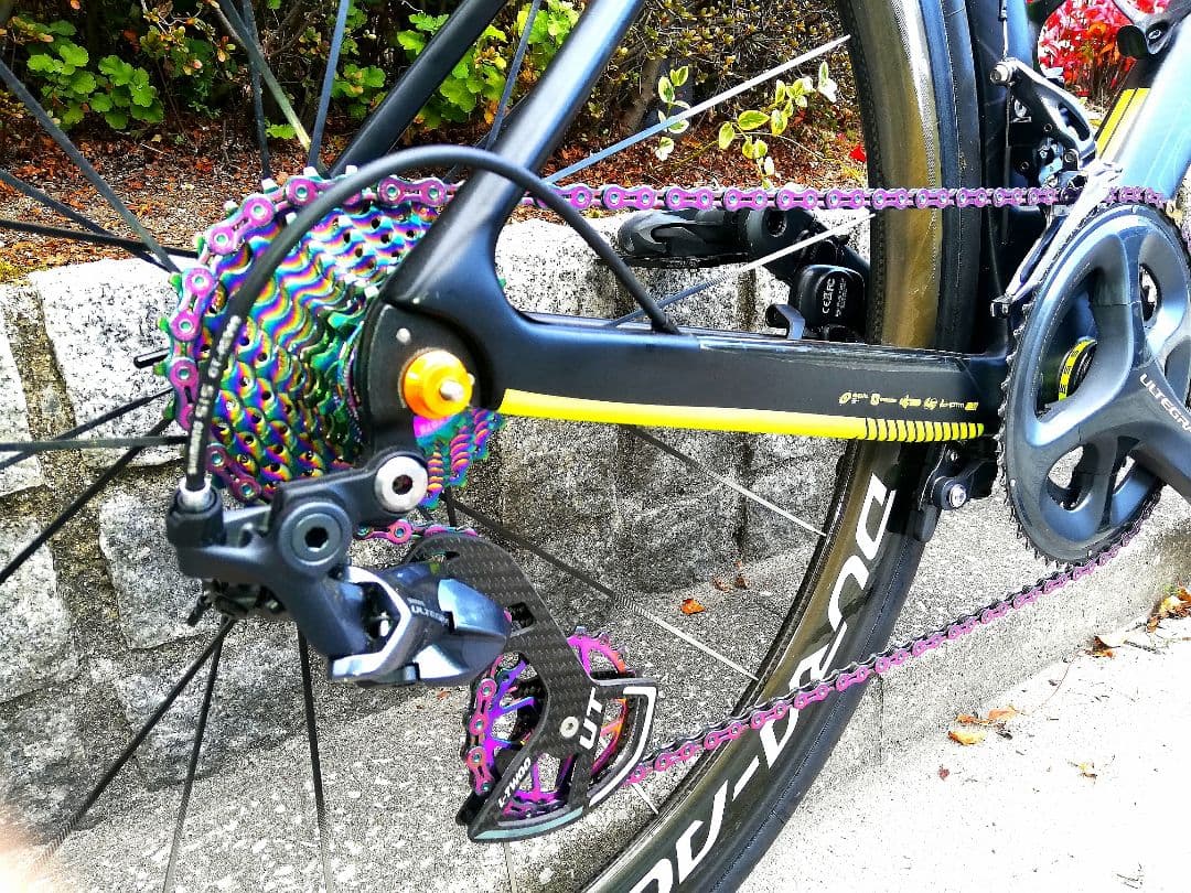 ★チェーン＋スプロケ＋セラミックビッグプーリー★豪華3点セット★レインボーカラー