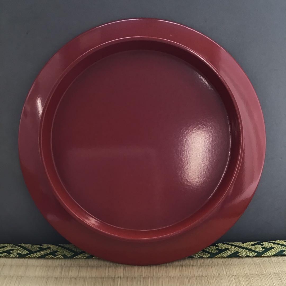 茶道具　漆器盆　朱塗金箔盆　床飾りや実用性も兼ねる　紙箱　S60BN