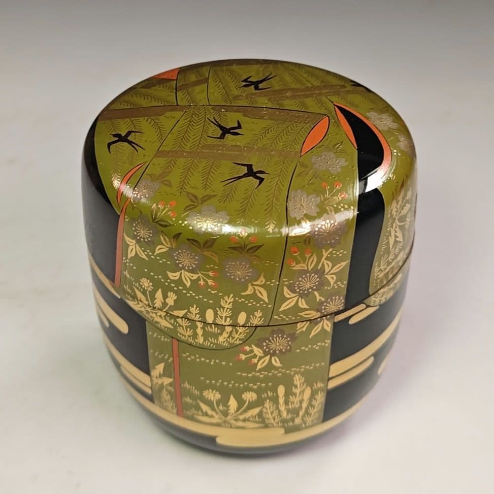 イ820 棗『奥津一心斉作』『誰が袖棗 蒔絵　四季　共箱』茶道具　漆塗