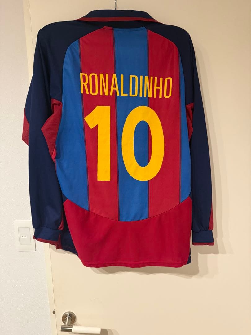 FCバルセロナ 長袖ポロシャツXL 10番 ロナウジーニョ ユニフォーム