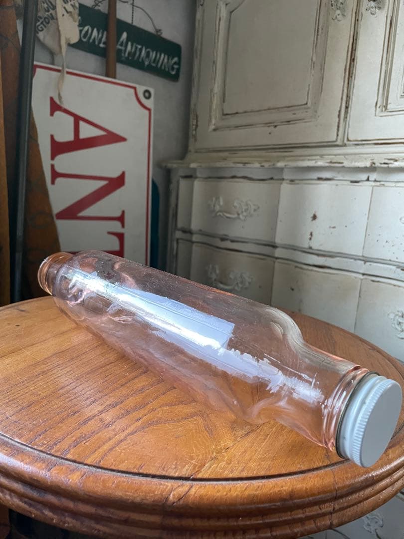 アンティーク　ディプレッショングラス　ガラス　ローリングピン　ピンク　麺棒　レア