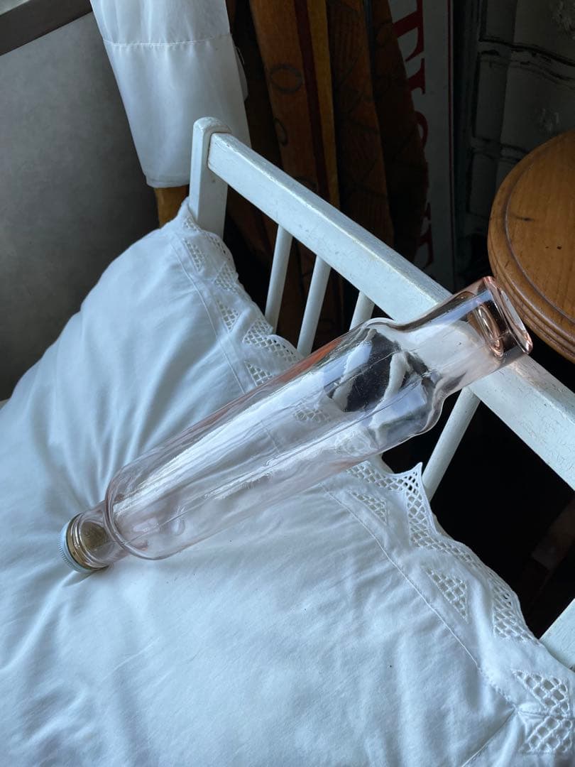 アンティーク　ディプレッショングラス　ガラス　ローリングピン　ピンク　麺棒　レア