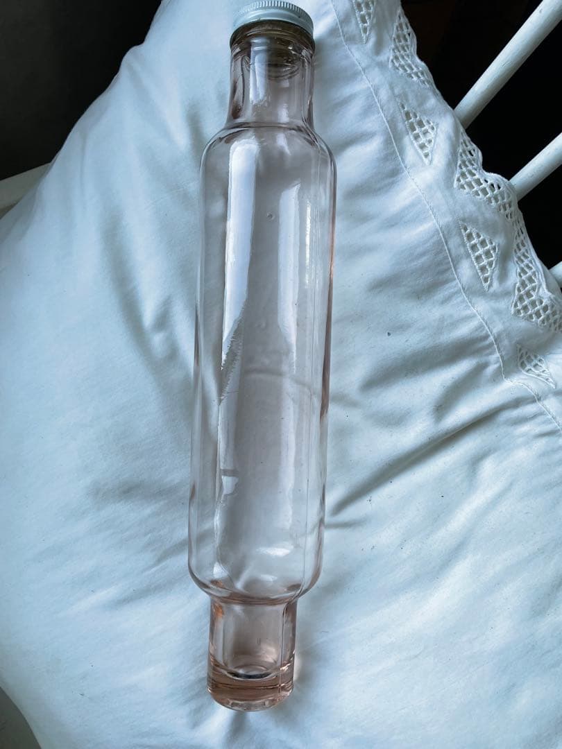 アンティーク　ディプレッショングラス　ガラス　ローリングピン　ピンク　麺棒　レア