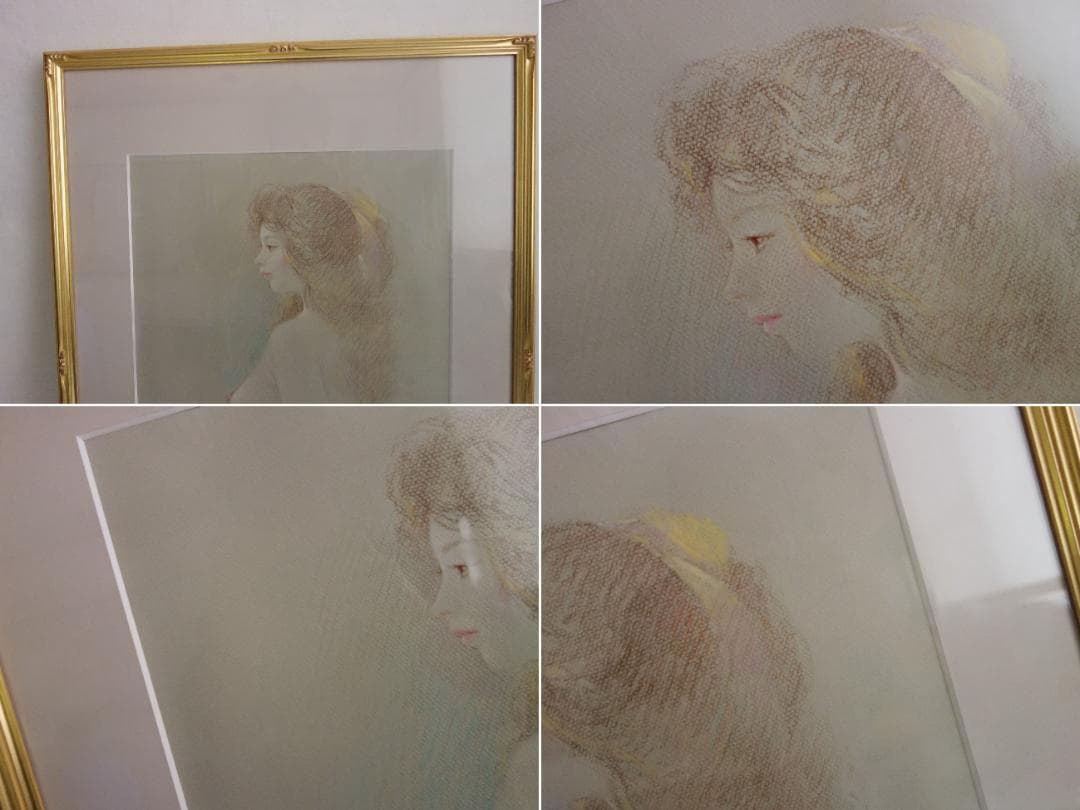 【中古】M▽進徹 パステル画 裸婦 女性 絵画 額縁 (38154)