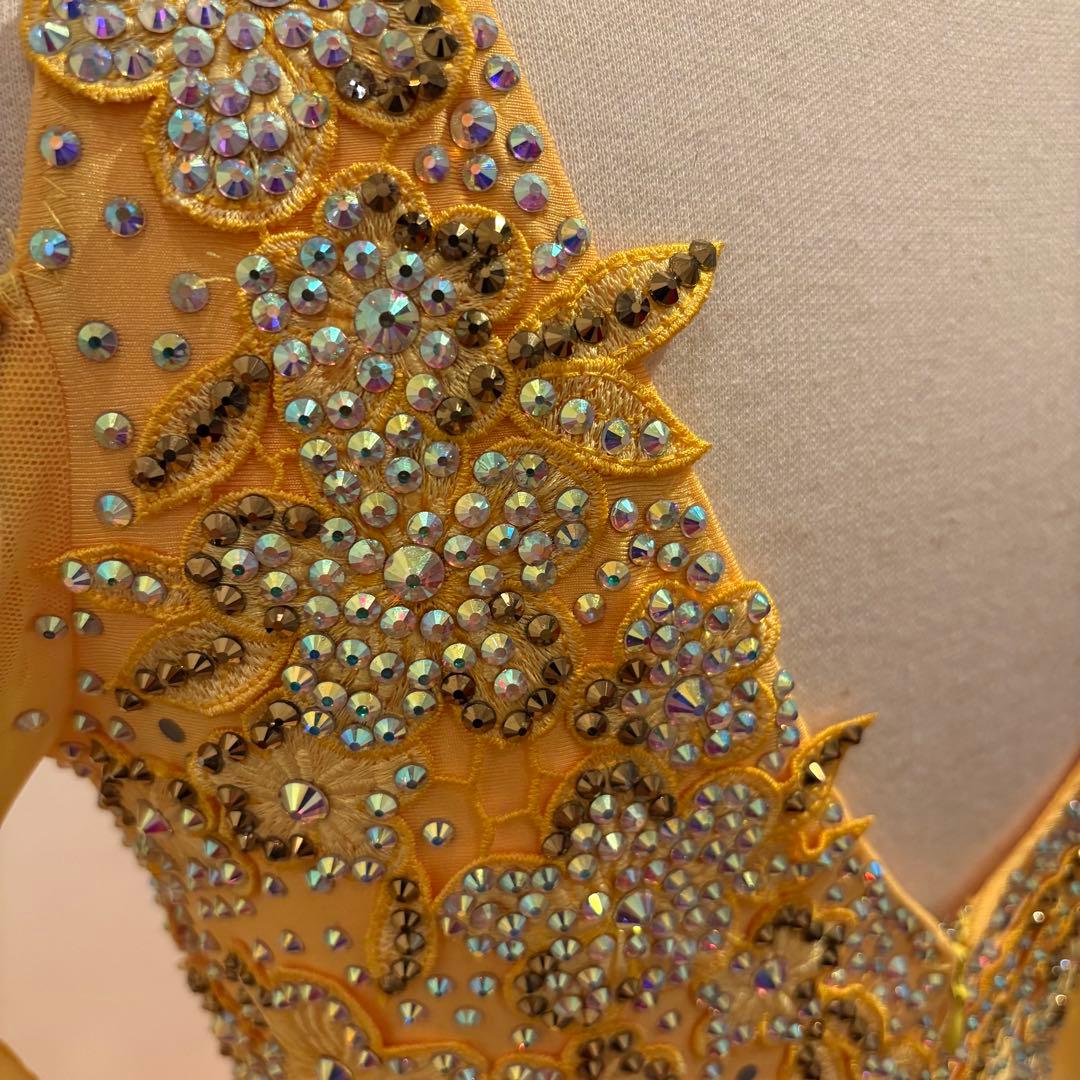 社交ダンスドレス イエロー デモ 競技用 ボリューム パーティ 発表会 豪華