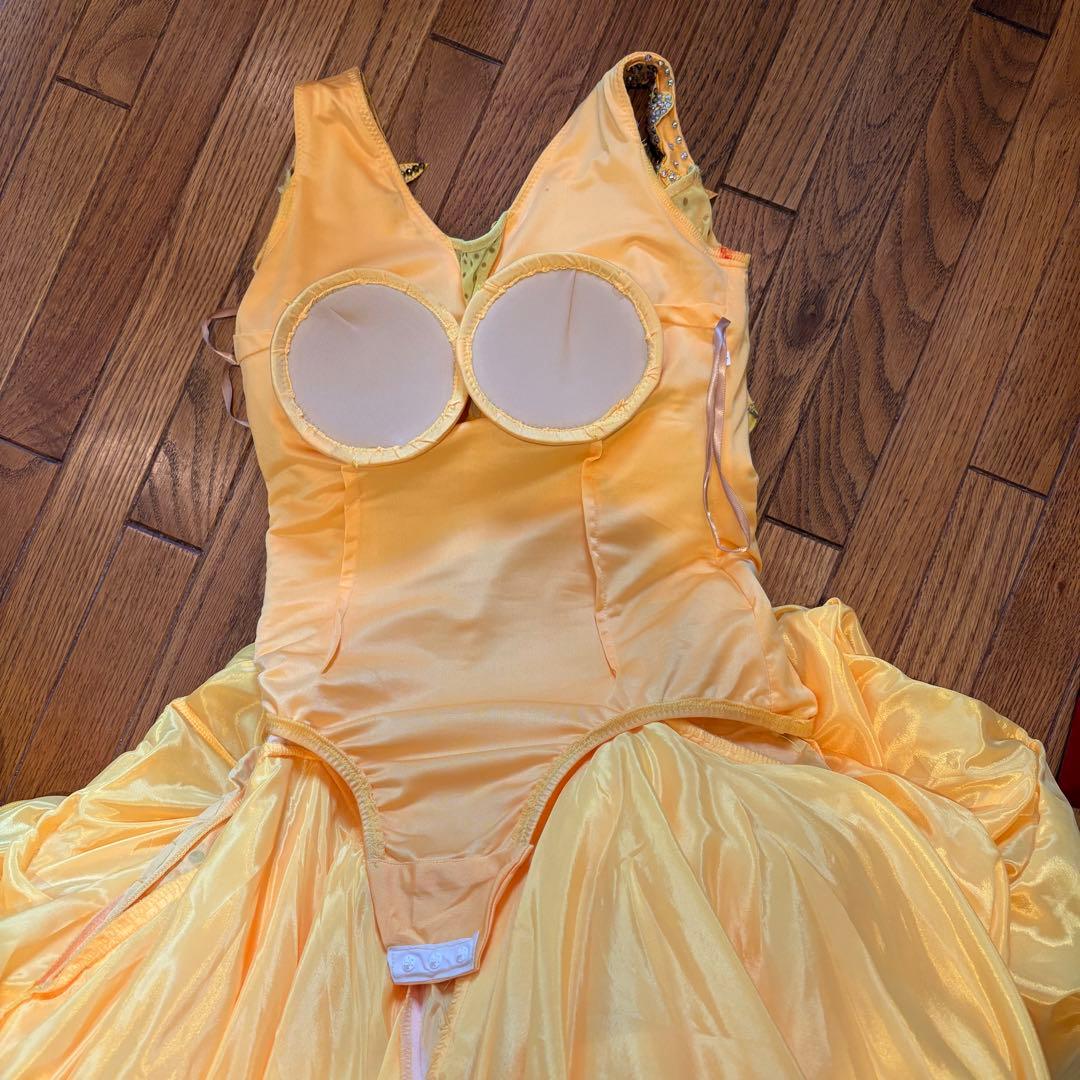 社交ダンスドレス イエロー デモ 競技用 ボリューム パーティ 発表会 豪華