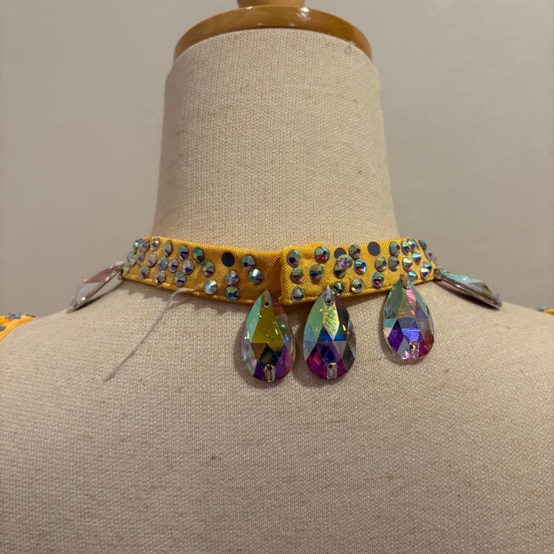 社交ダンスドレス イエロー デモ 競技用 ボリューム パーティ 発表会 豪華