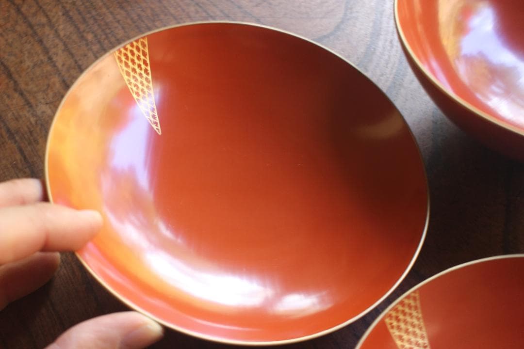 時代逸品！上質朱漆に極上花文沈金の大椀2点（検漆器輪島塗沈金椀雑煮椀