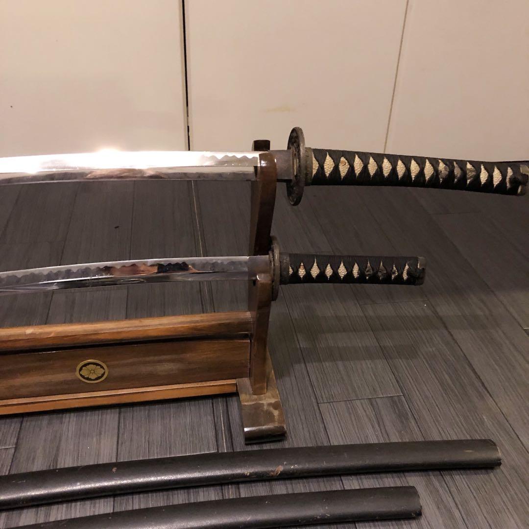 本格模造刀　大小セット　黒拵え　太刀　脇差　大小セット