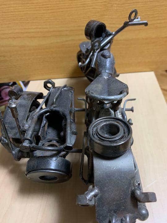 ドラッグスター、ハーレーダビットソン類　全鉄製サイドカーバイク模型