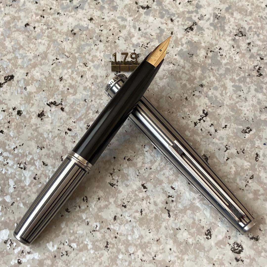 #179 オーバーホール済み 万年筆 プラチナ PLATINUM 蝕刻 18k