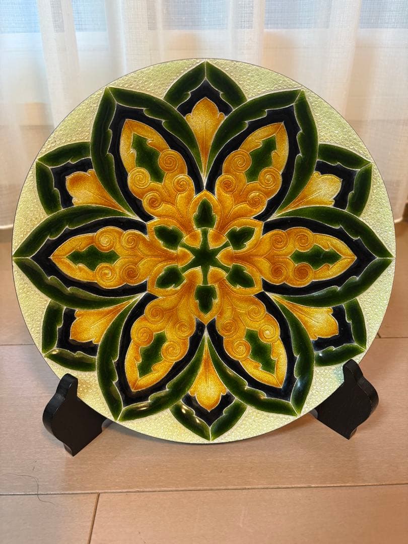 七宝焼き　飾皿　大皿　安藤七宝　美術　芸術