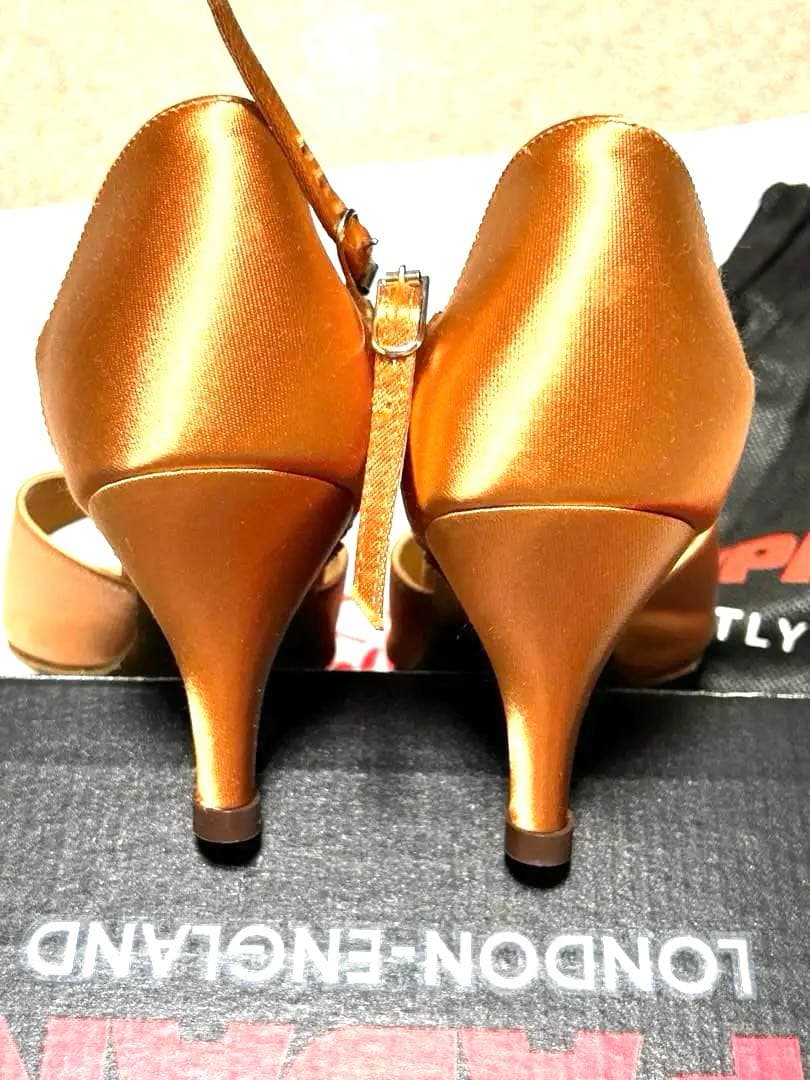新品！スーパーダンス23センチ　社交ダンスラテン用オレンジブラウンオープントゥ